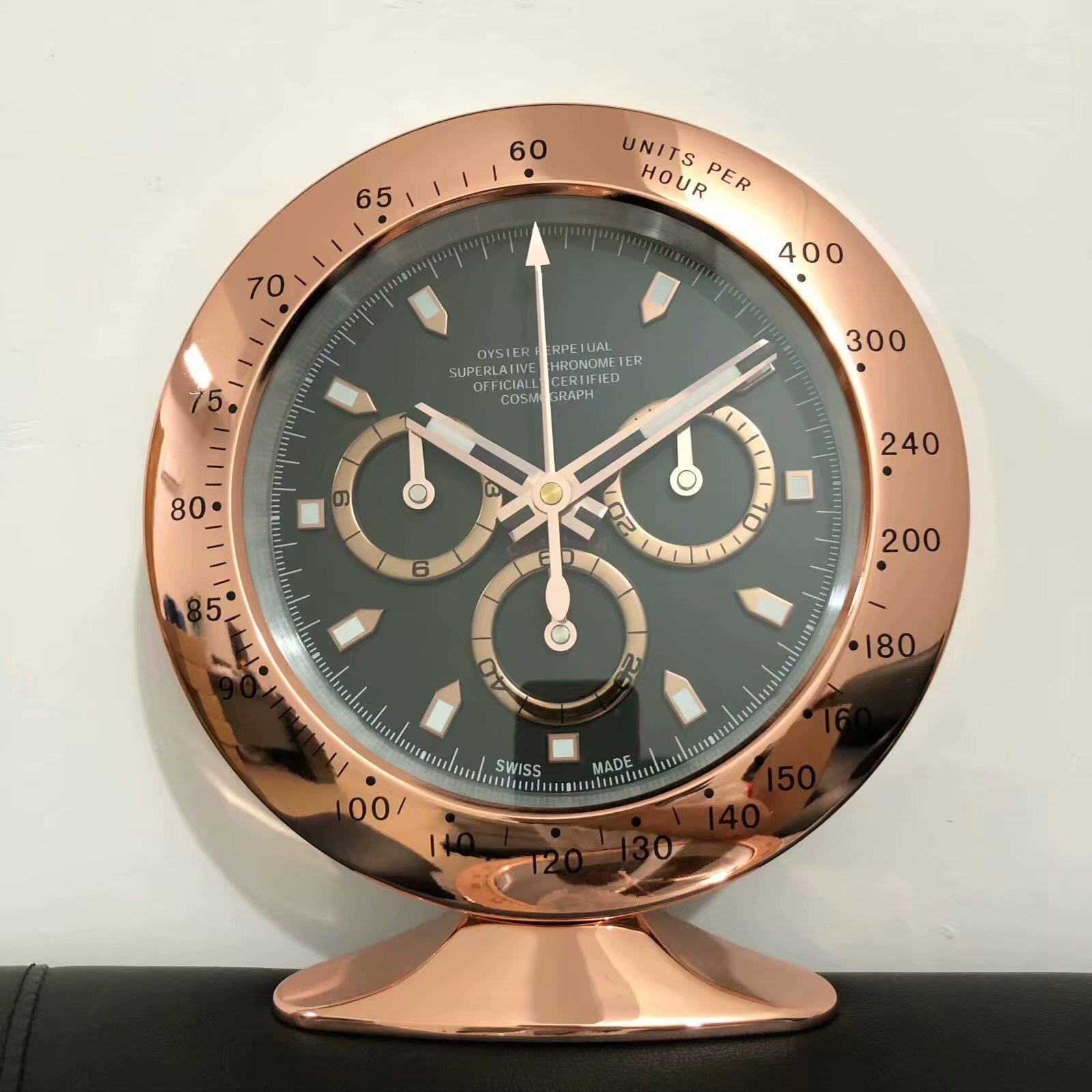 R Dayto Table Clock with Night vision - Rose Gold Black